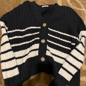 Maurices Black and White Striped Cardigan